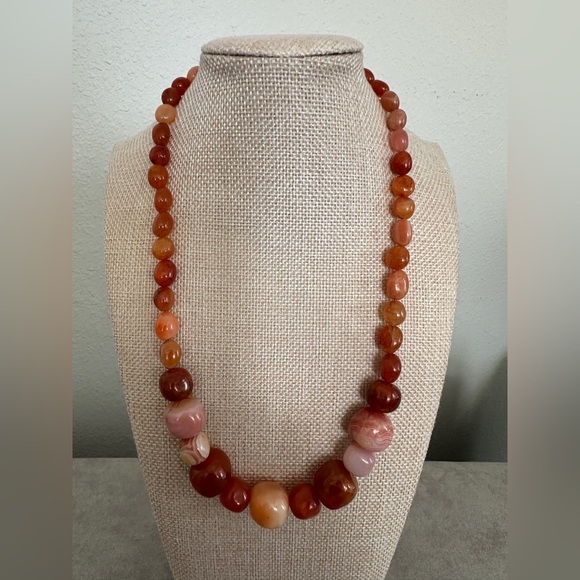 Carnelian agate chunk bead necklace by Jay King - Picture 2 of 12